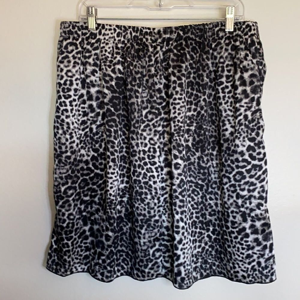 Dana Buchman Animal Print Pleated High Waist Skirt Size 14|